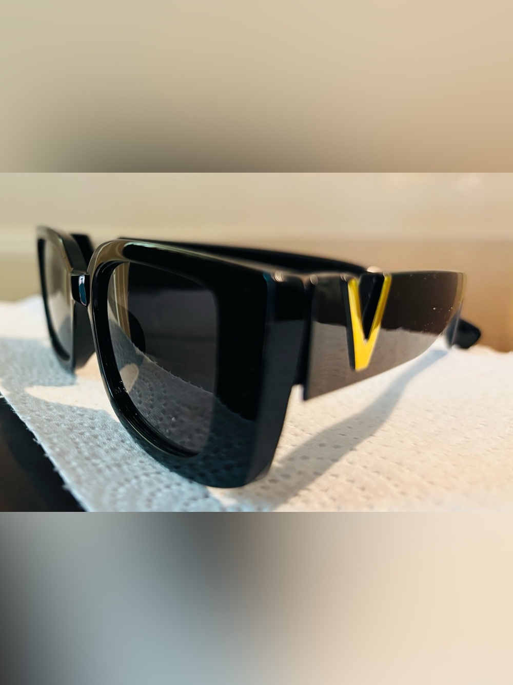 VLogo / Black Square UNISex Sunglasses with Gold Accent